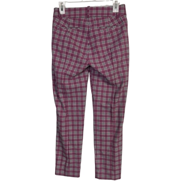J.Crew Womens Size 2 Cameron Slim Crop Pant In Pink Plaid Print - Picture 2 of 4